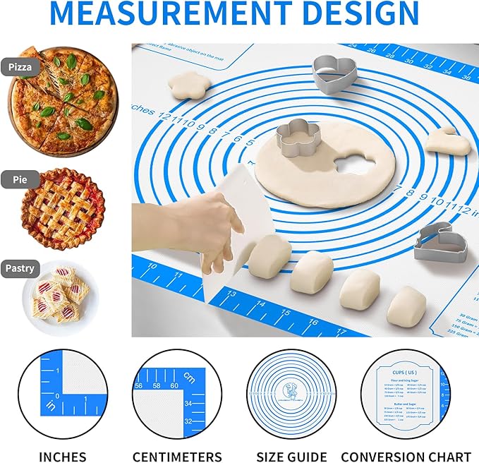 Silicone Pastry Mat for Baking, Pastry Dough Mat for Rolling, Kneading Mat - Image 2