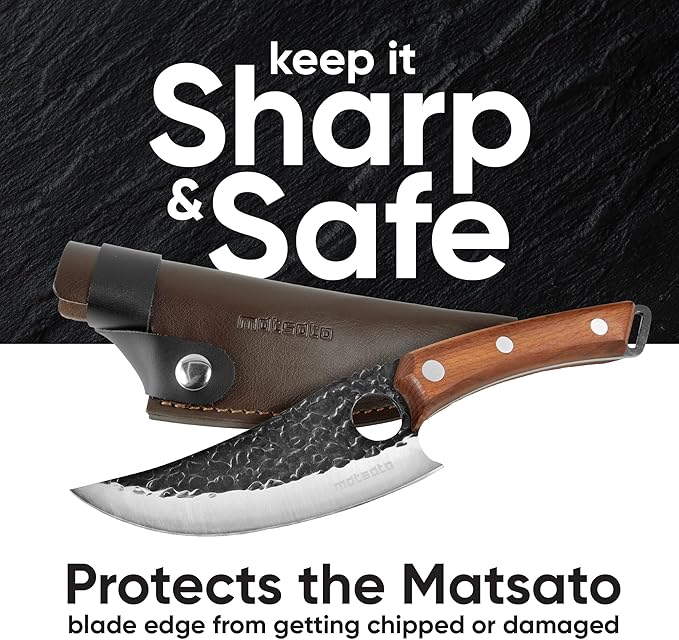 Matsato Kitchen Knife Leather Sheath, Japanese Steel Chef's Knife Holder Perfect - Image 3