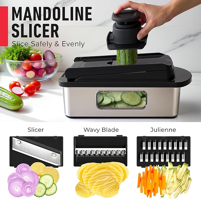 Mueller Pro-Series 10-in-1, 8 Blade Stainless Steel Multi Vegetable Chopper And - Image 6