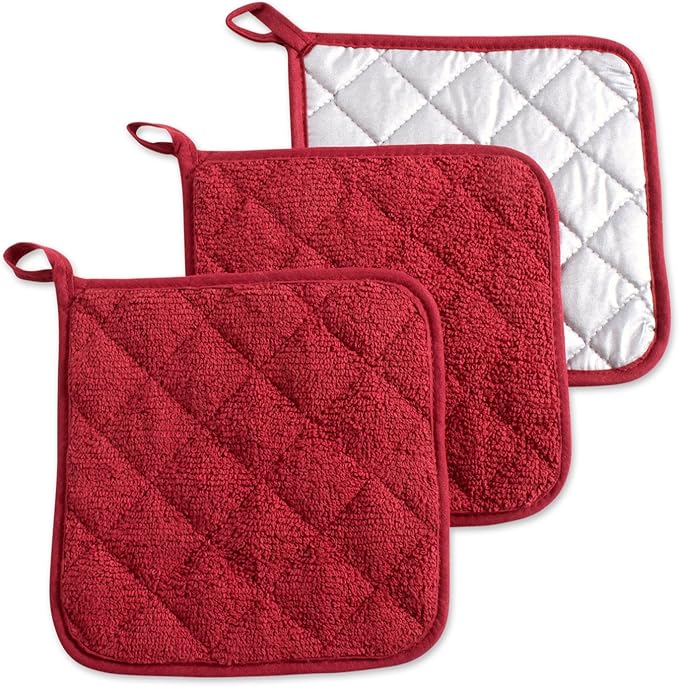DII Basic Terry Collection Quilted 100% Cotton, Barn Red, 3 Piece by DII
