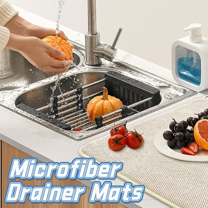3 Pack XXL Dish Drying Mats, 24×17" Absorbent Microfiber Dishes Drainer Mats - Image 6