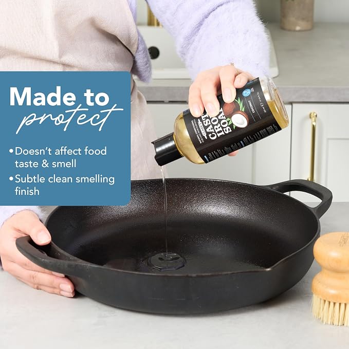 CLARK'S Cast Iron Cleaner 12 oz, Plant-Based Coconut Scented Cast Iron Soap | Cast Iron Soap for Skillets, Griddles - Protects and Restores Cookware - Made in USA