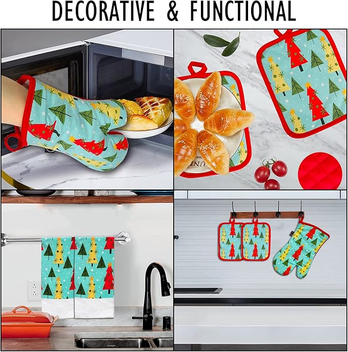 Oven Mitts and Potholders Dish Towles Set 100% Cotton - Image 7