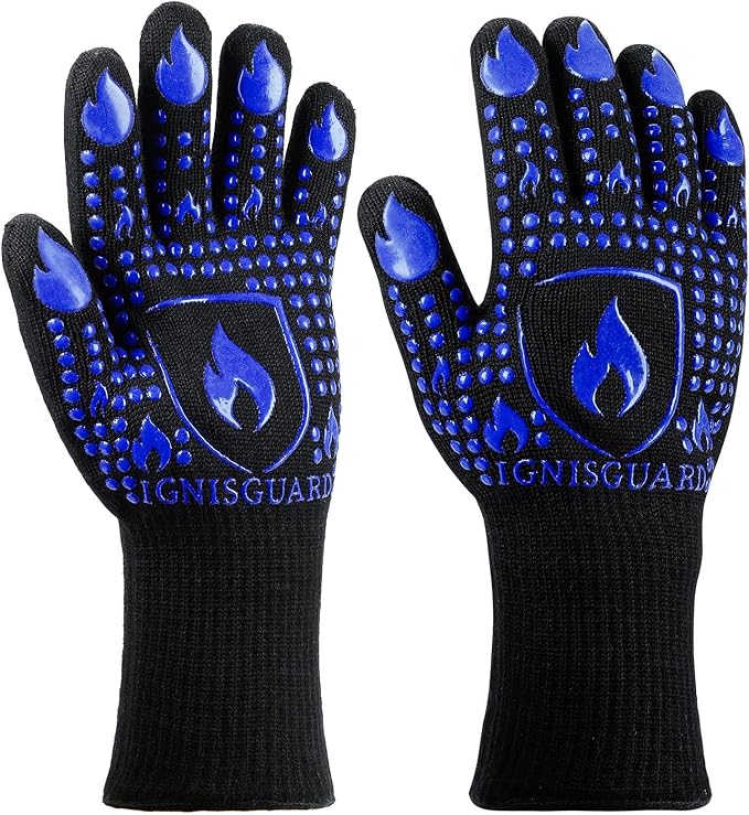 BBQ & Grill Gloves, Oven Gloves, 1472°F Silicone Oven Mitts Heat Resistant by IGNISGUARD