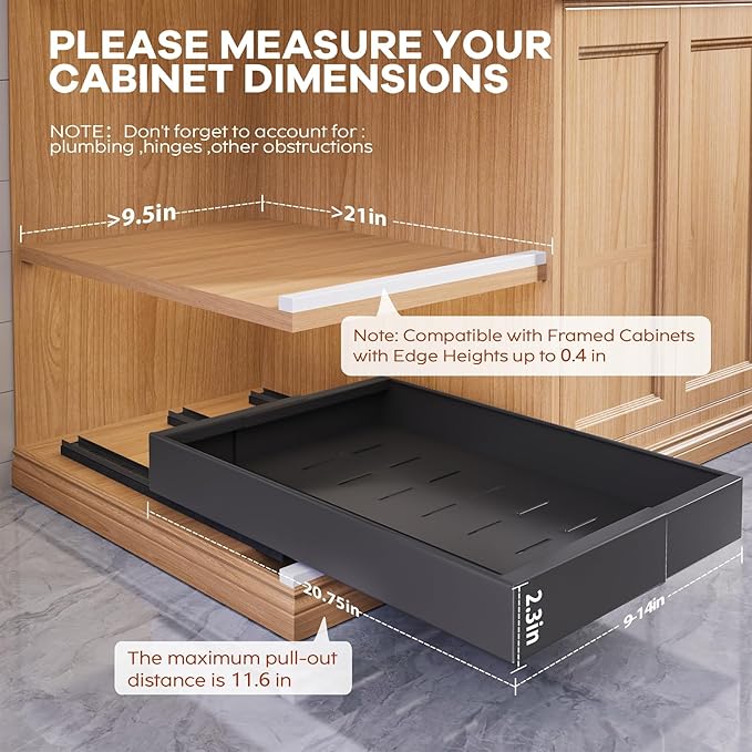 Seinloes 2 Pack Expandable Pull Out Cabinet Organizer 21" Deep - Image 3