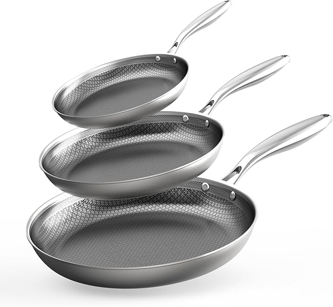 COOKER KING Stainless Steel Pans Set of 3, Nonstick Frying Pans, Induction Pan by cookerking