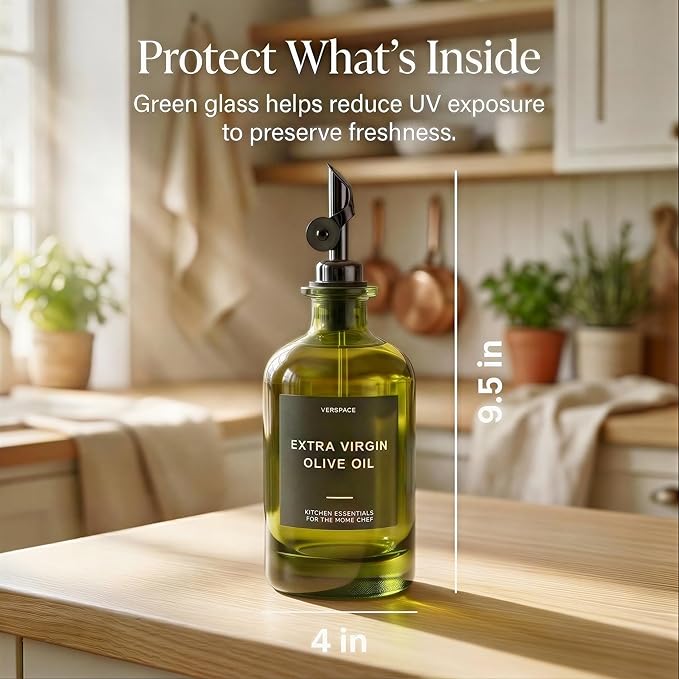Verspace UV-Protected Green Glass Olive Oil Dispenser Bottles - Image 4