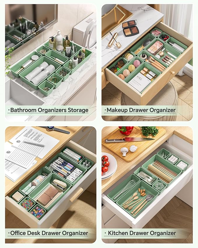 KEMETHY 25 PCS Plastic Drawer Organizers Set, 4 Sizes Vanity Organizer - Image 4