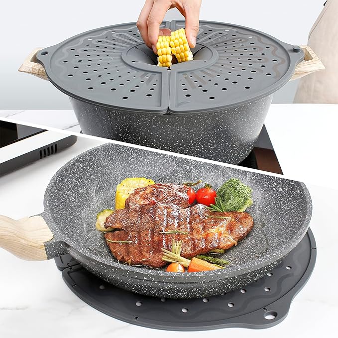 Silicone Splatter Screen For 10, 11 and 12 Inch Frying Pan, Foldable Splash - Image 7