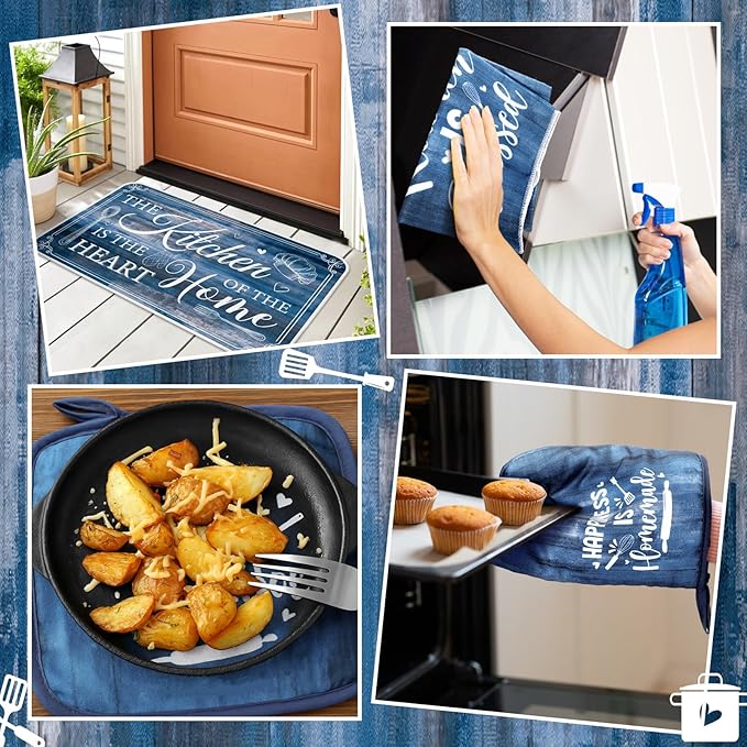Fourluoo 10 Pcs Farmhouse Kitchen Decor and Accessories Set 4 Kitchen Towels 2 - Image 6