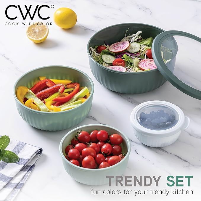 COOK WITH COLOR Prep Bowls with Lids- Wide and Deep Nesting Plastic Small - Image 3