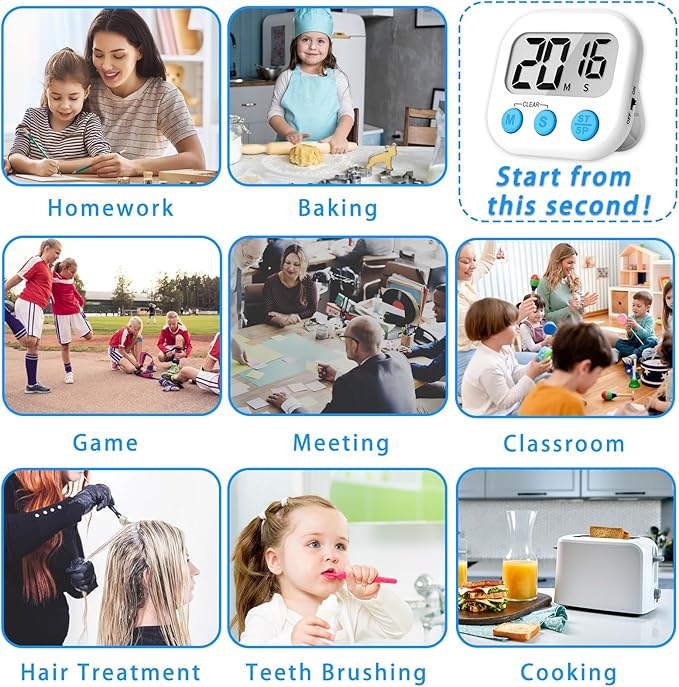 Lasubst Digital Kitchen Timers for Cooking, Magnetic Classroom Timers for - Image 7