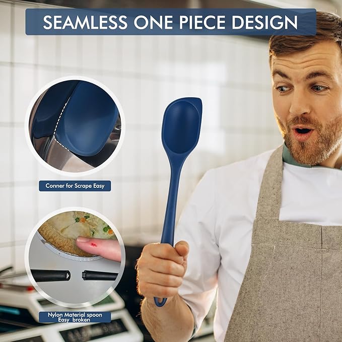 HOTEC 446°F Heat Resistant Silicone Cooking Spoon Spatula, BPA Free Large - Image 4