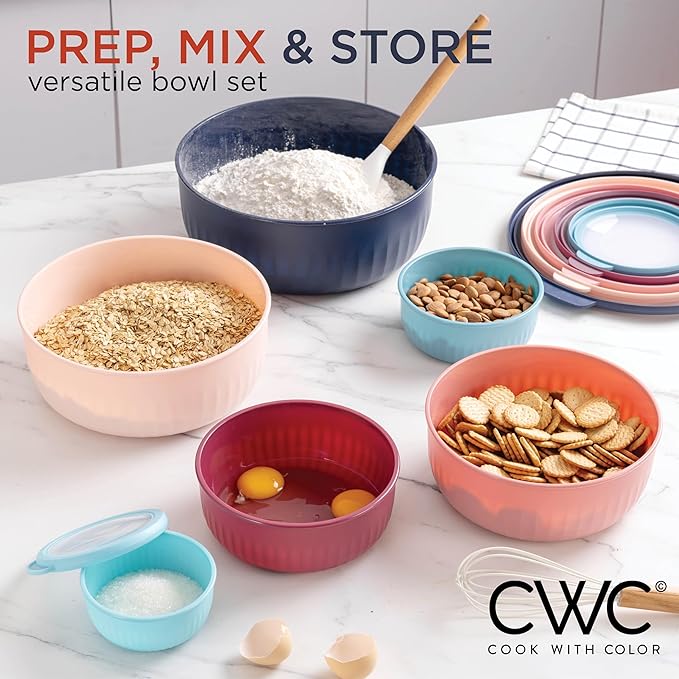 COOK WITH COLOR Prep Bowls with Lids- Wide and Deep Nesting Plastic Small - Image 2