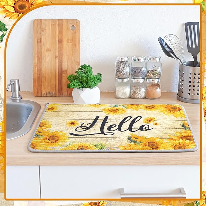 Zonon Dish Drying Mat for Kitchen Counter 16 x 24 Microfiber Absorbent Dish - Image 2