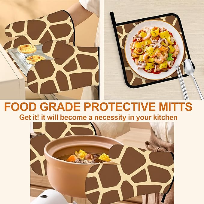 Giraffe Oven Mitts with Matching Potholders - Image 5