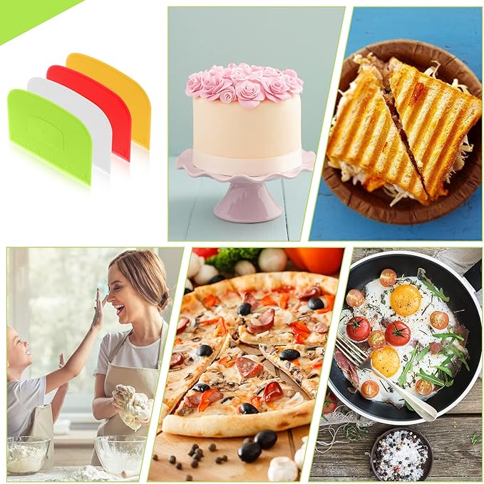 4 Piece Plastic Dough Scraper Bowl Scraper Flexible Multipurpose Food Scraper - Image 7