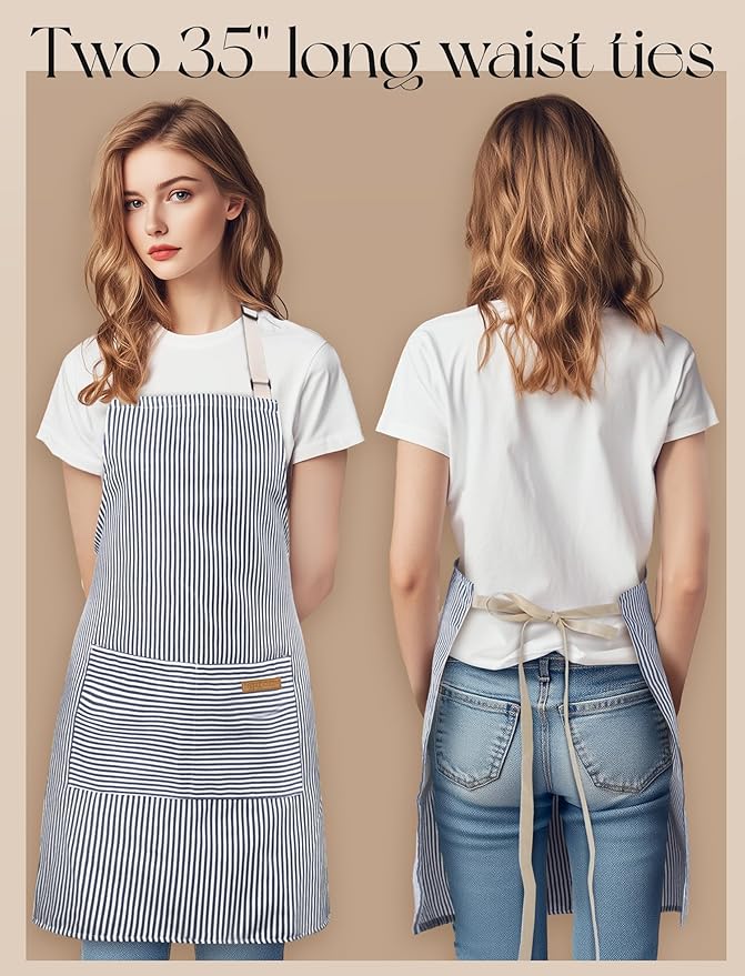 2 Pack Kitchen Cooking Aprons, Soft Aprons - Image 4