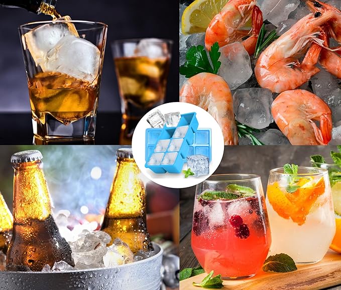 Large Ice Cube Trays with Lid, Jrisbo 2 Pack Stackable Silicone Ice Cube Molds - Image 5