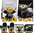 Leinuosen 6 Sunflower Cow Kitchen Towels Kitchen Decor and Accessories Set by Leinuosen