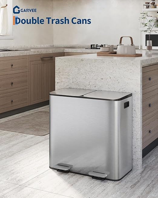 Garvee Double Trash Can, 2 x 10.6 gal Garbage Can - Image 2