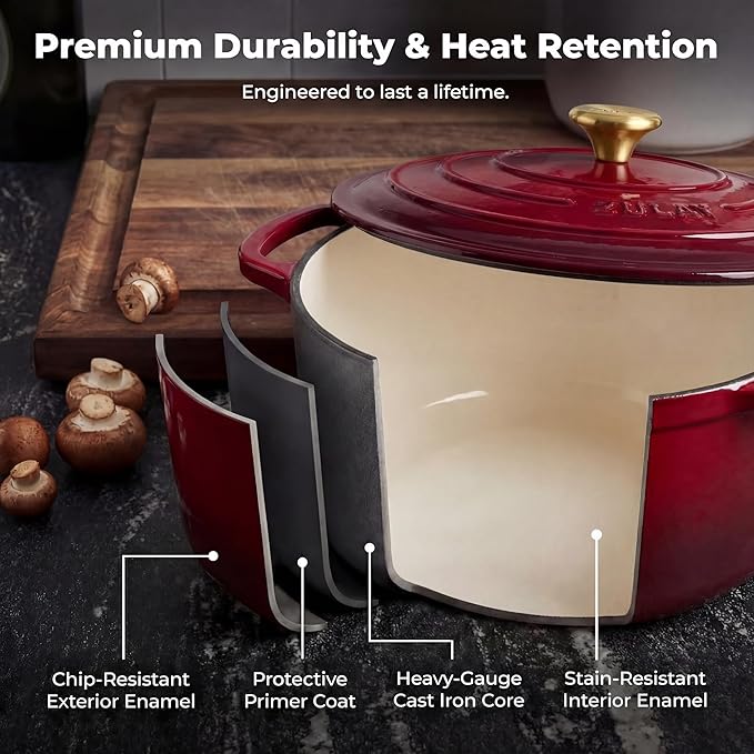 Zulay Kitchen 6 Quart Enameled Cast Iron Dutch Oven Pot - Image 5