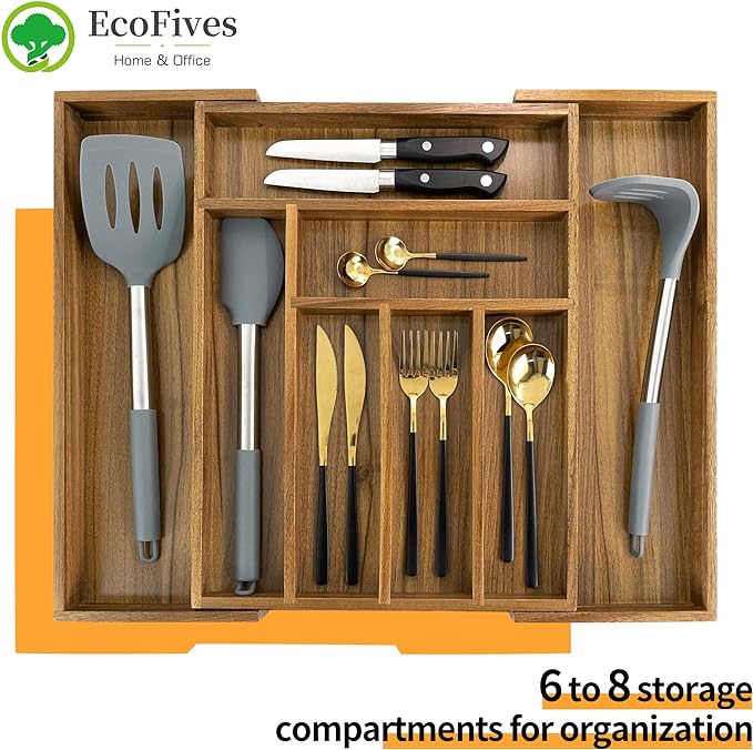 Luxury Acacia Kitchen Drawer Organizer - Image 2