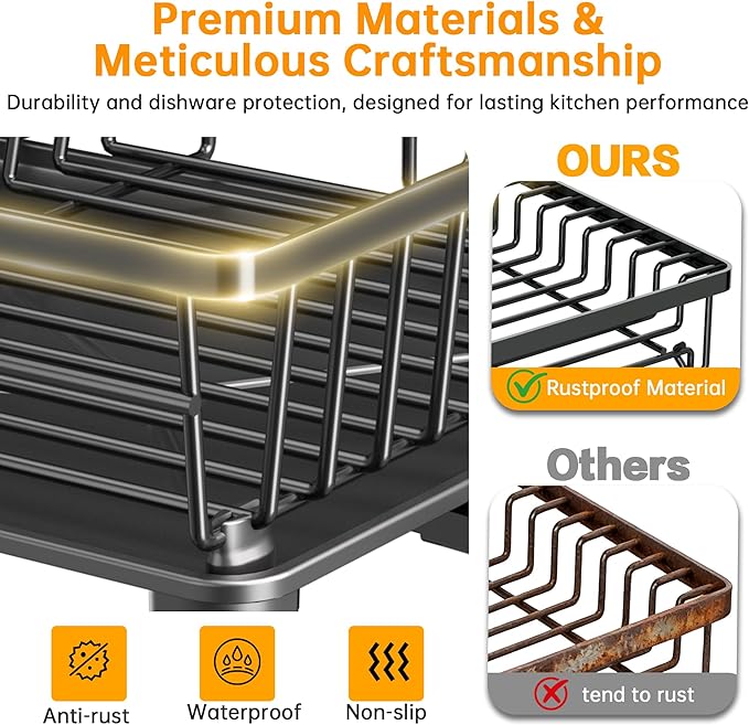 Dish Drying Rack, 2 Tier Dish Racks - Image 4