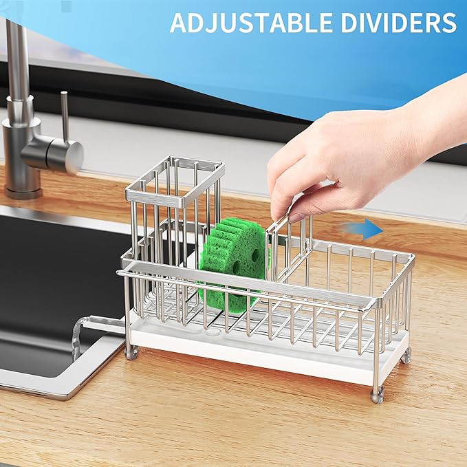 Cisily Sponge Holder for Kitchen Sink, Sink Caddy Organizer - Image 4