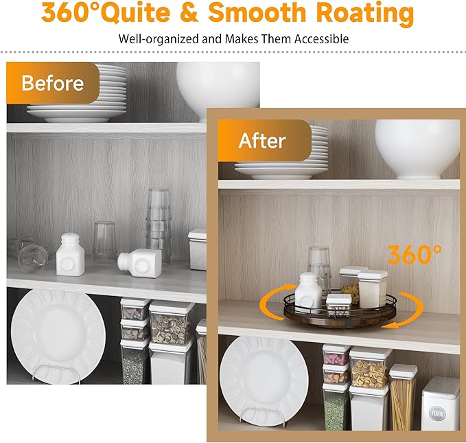 Farmhouse Oak 10" Lazy Susan Turntable Organizer - Image 3