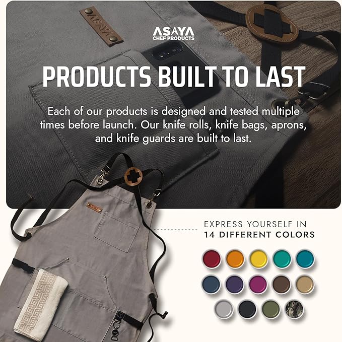Asaya Chef and BBQ Apron with Bottle Opener and Hand Towel - 10oz Cotton Canvas - Image 6