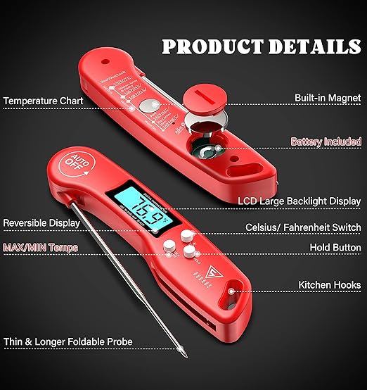 DOQAUS Digital Meat Thermometer, 2 Pack Instant Read Food Thermometer - Image 8