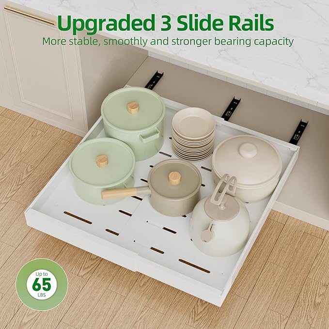 PAKETA 2 Pack Expandable Pull Out Cabinet Organizer, Upgrade 3 Slide Rails - Image 7
