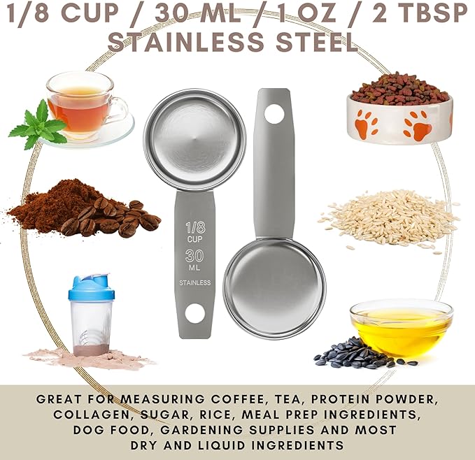 1/8 Cup Stainless Steel Measuring Cup | Sturdy Metal 30 ml | 30 cc | 1 oz | - Image 3