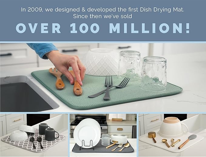 S&T INC. Dish Drying Mat XL, 18” x 24”, Absorbent Microfiber Kitchen Counter Mat - Image 5