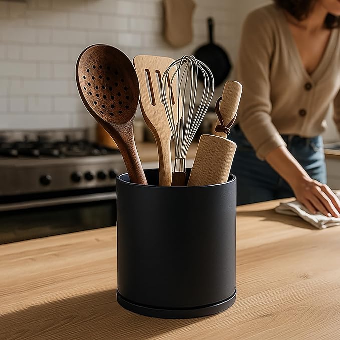 D'vine Dev 360° Rotating Utensil Holder Set – 7.2"+5" Kitchen Utensil Crocks - Image 6