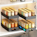 Pull Out Spice Rack Organizer for Cabinet, 2 Pack Widen Slide Out Spice Racks by DABIGE