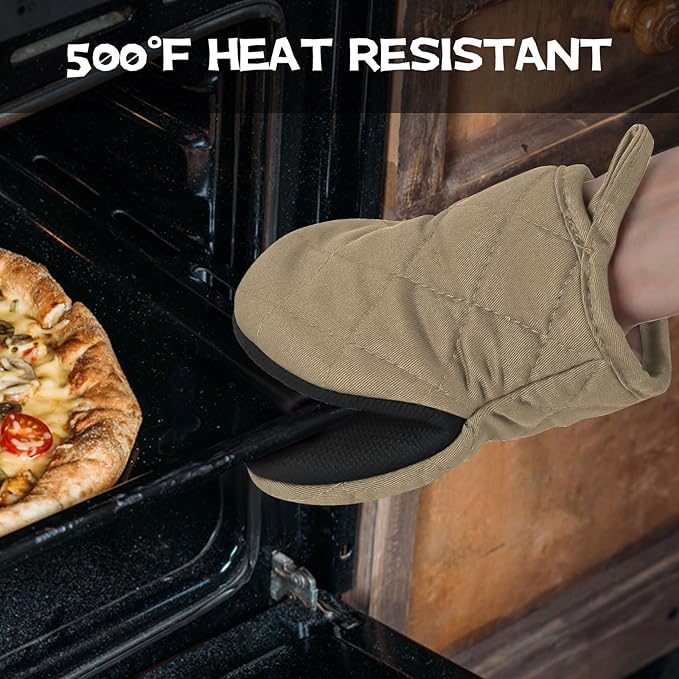Oven Mitts and Pot Holders Set, Heat Resistant Silicone Kitchen Mini Oven - Image 5