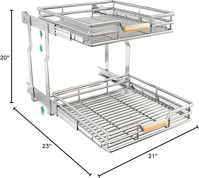 Pull out Cabinet Organizer, 2 Tiers 23"W X 21"D, Heavy Duty Smooth Sliding - Image 2