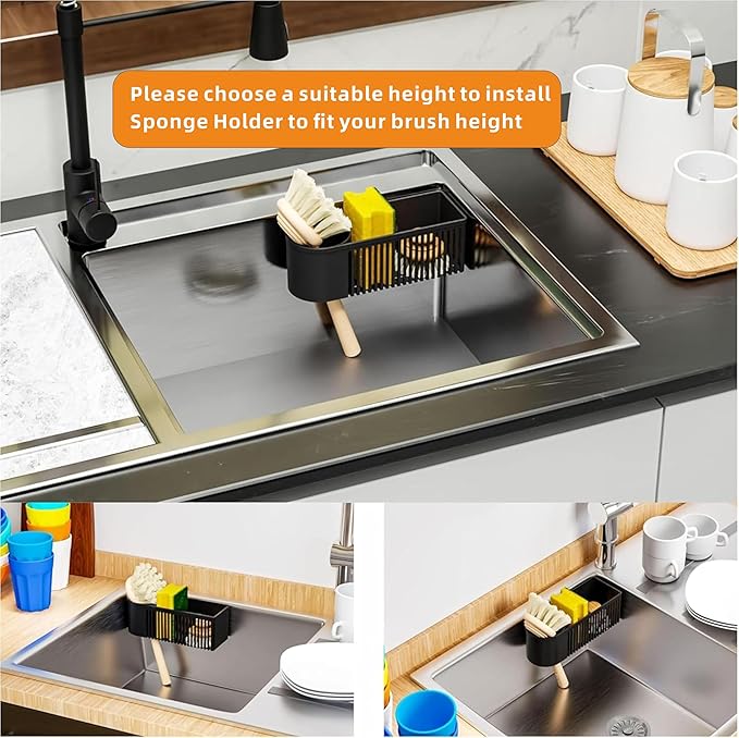 SuoXing Inside Sink Sponge Holder, Plastic Dish Sink Organizer - Image 4