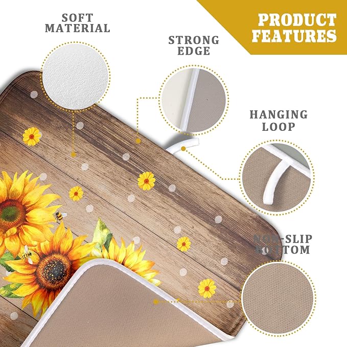 Summer Sunflower Bee Dish Drying Mat - Image 4