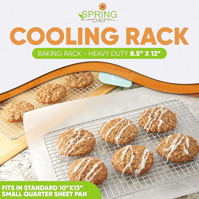 Spring Chef 8.5" x 12" Stainless Steel Cooling Racks, Wire Rack - Image 2