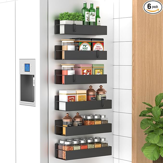 HuggieGems 6 Pack Magnetic Spice Storage Rack Organizer by HuggieGems