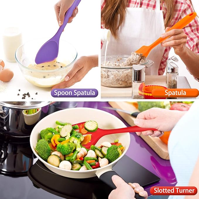 P&P CHEF Silicone Cooking Utensils Set of 7, Heat-proof Kitchen Utensils Set - Image 5