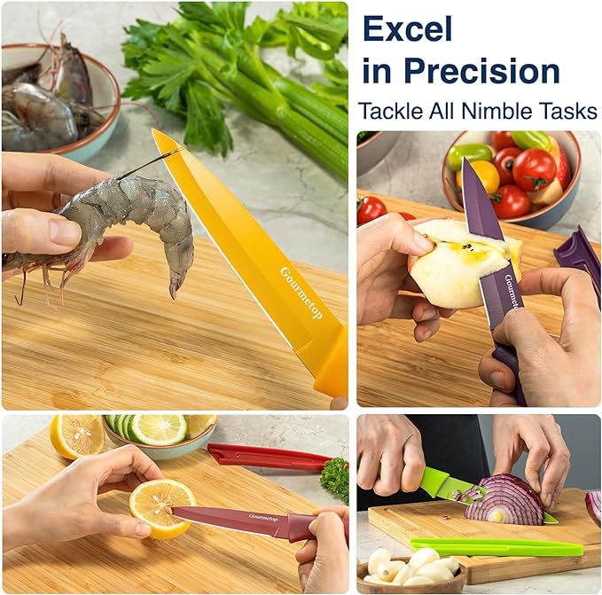 Gourmetop Paring Knife with Cover, Paring Knives Set of 4, 3.8" Paring Knife - Image 5
