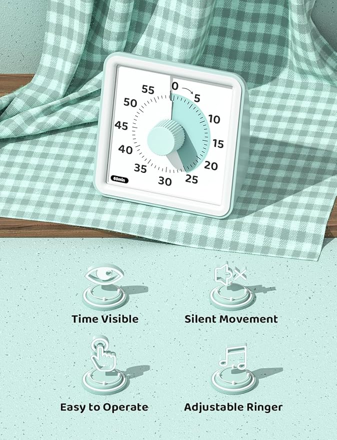 LIORQUE Visual Timer for Kids, 60-Minute Countdown Timers for Classroom Office - Image 6