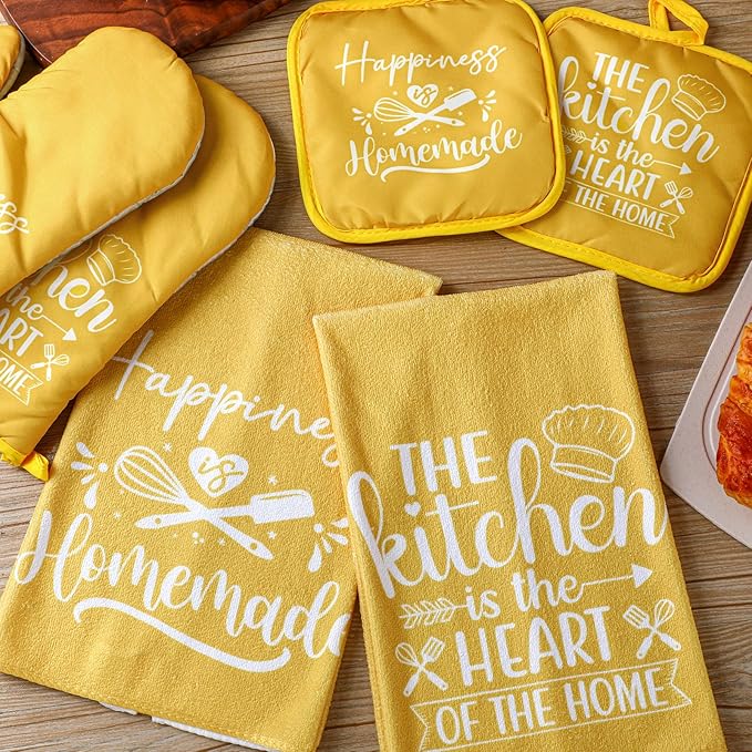 Sratte 6 Pcs Kitchen Decor Accessories Set Farmhouse Towels Pot Holders Oven - Image 3