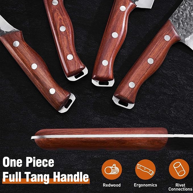 Naitesen 4PCS Butcher Knife and Kitchen Knife Set, Hand Forged Very Sharp - Image 6