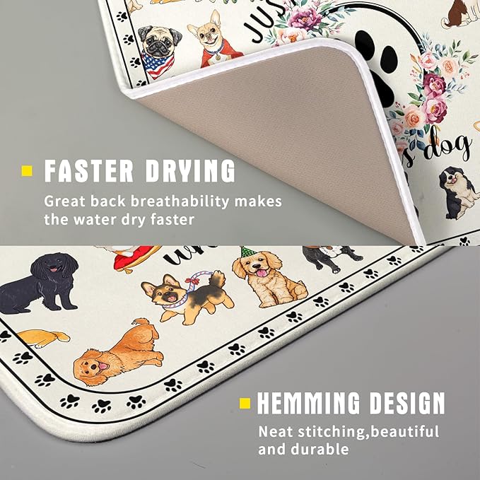 Lovely Dogs Dish Drying Mat Absorbent Printed Drying Pad - Image 3