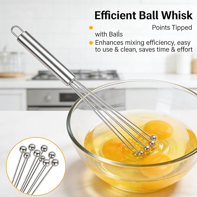 Whisk Set, Stainless Steel Ball Whisk Kitchen Tools Ideal - Image 7
